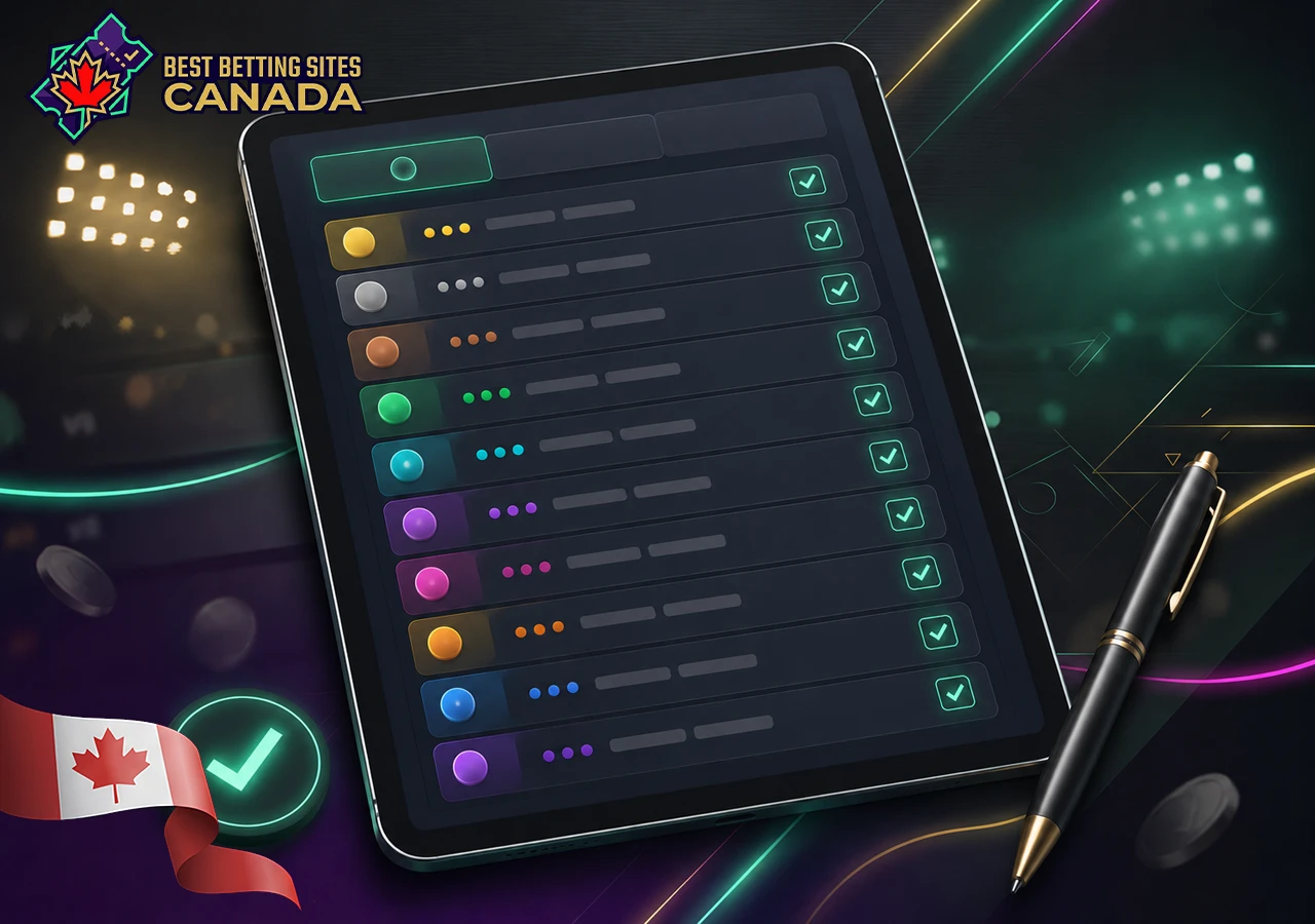Expert selection of the best sports betting sites for October 2026, a tablet with a leaderboard.